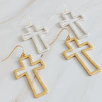 Dangle Cross Outlined Earrings | Christian Jewelry