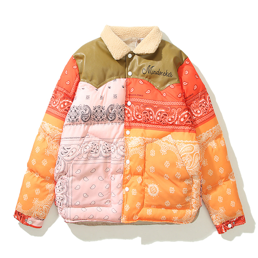 Colorful Quilted Jacket with Cashew Flower Design for Men
