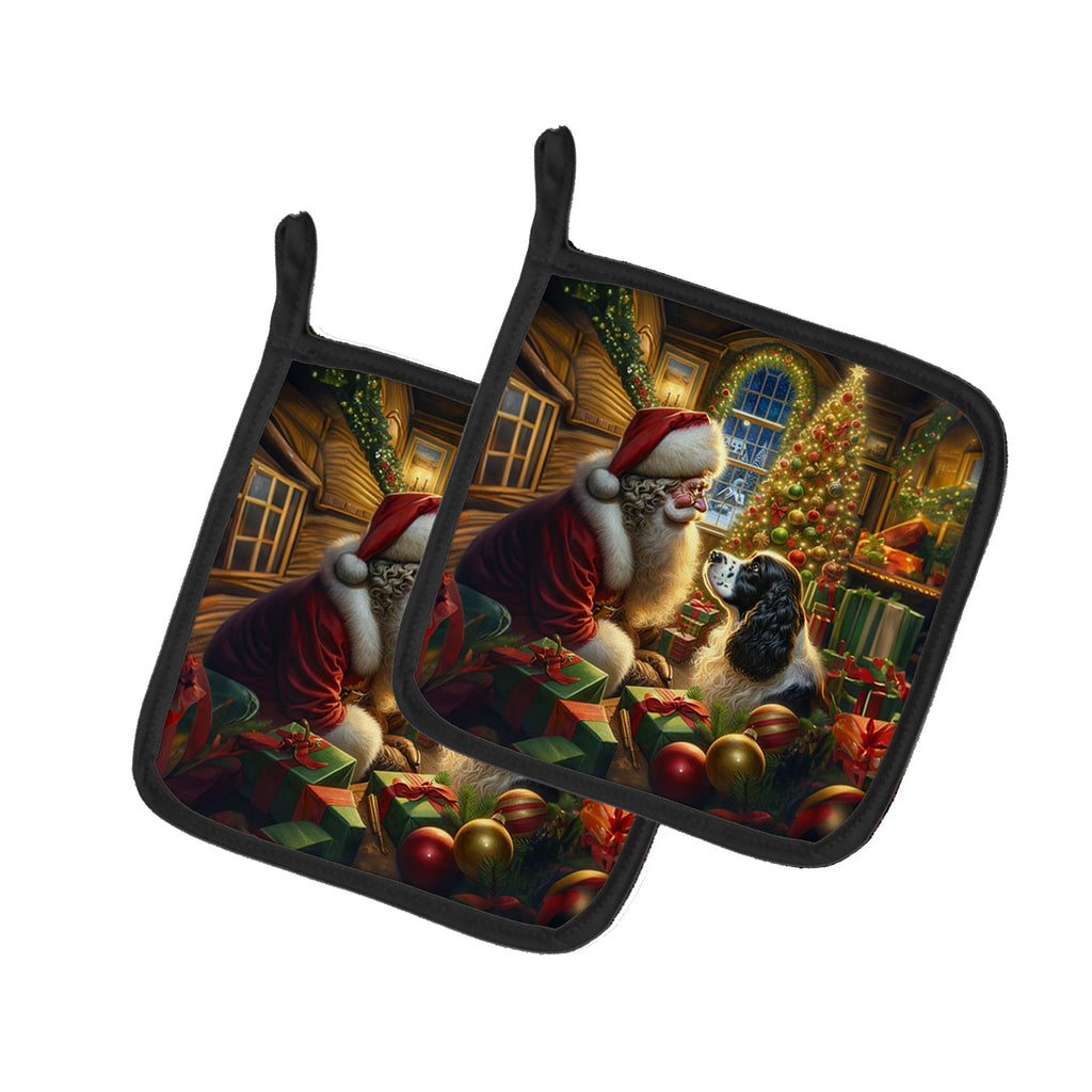 English Springer Spaniel and Santa Claus Pair of Pot Holders