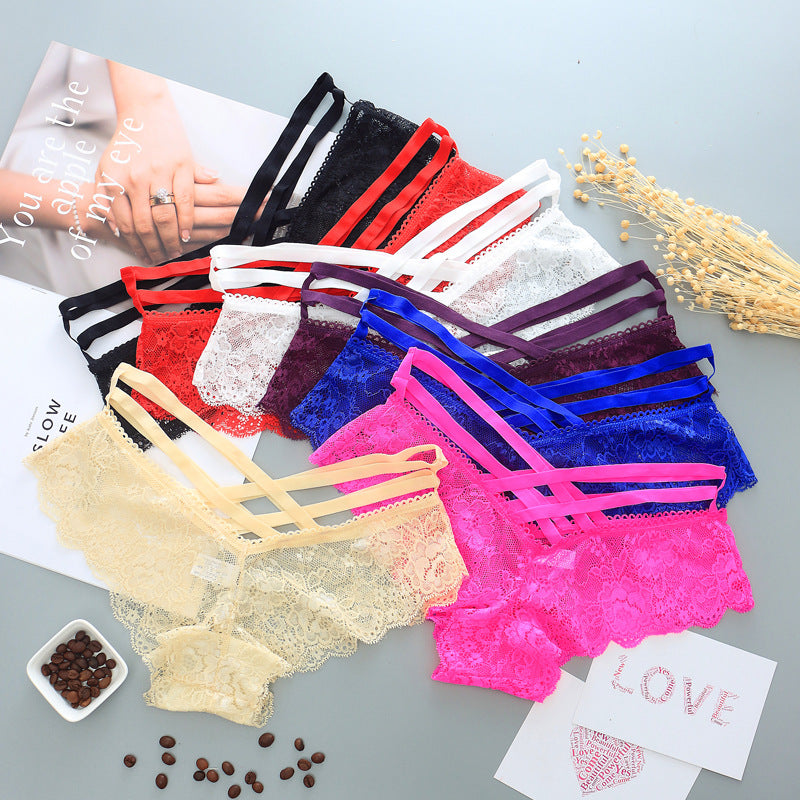 Lace Rose Print Women's Plus Size Triangle Panties