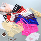 Lace Rose Print Women's Plus Size Triangle Panties