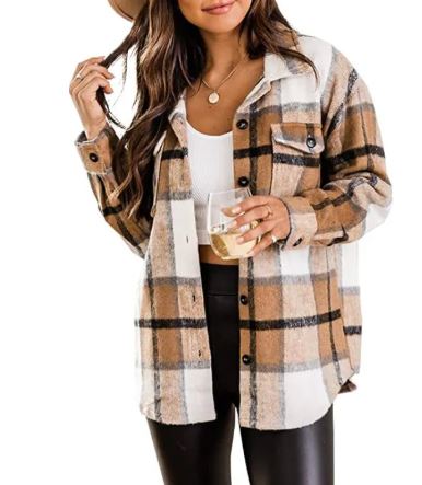 Casual Checkered Flannel Button-Down Jacket