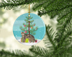 American Wirehair Cat Christmas Ceramic Ornament