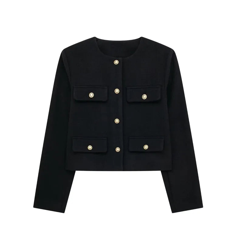 Fashion Casual All-match Flip Trim Short Coat