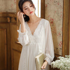Long Sleeve Lace Nightgown for Women - Spring Style