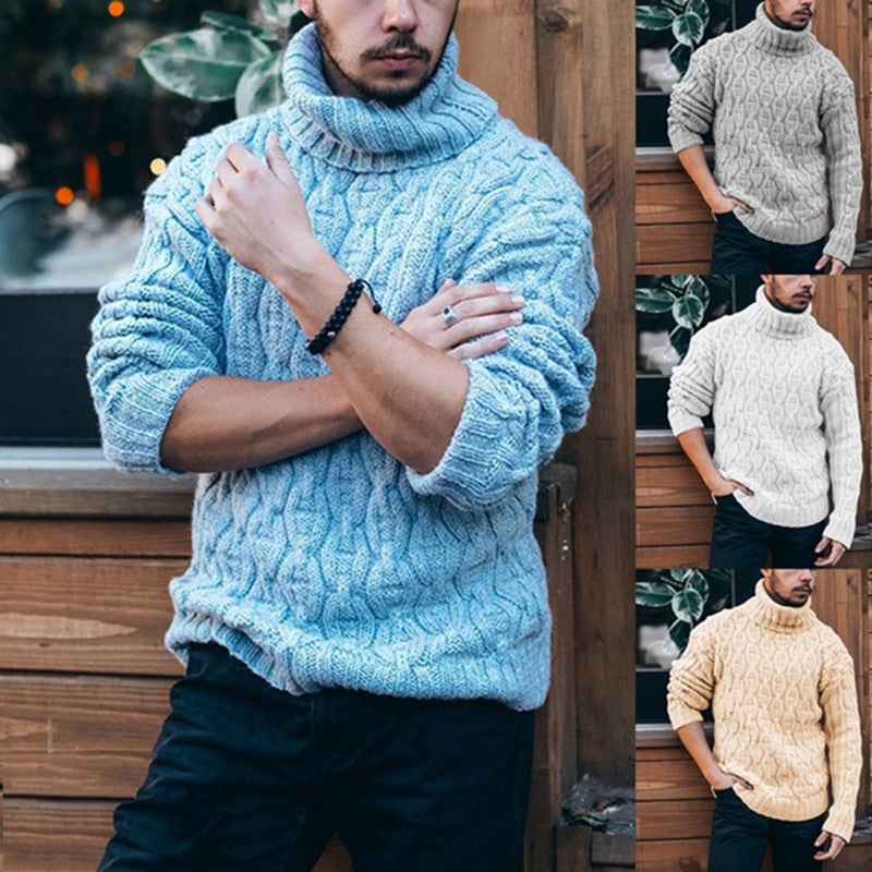 Plus Size Men's Turtleneck Pullover Sweater for Autumn/Winter | Streetwear