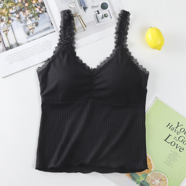 Women's Camouflage Tank Top with Lace Edge