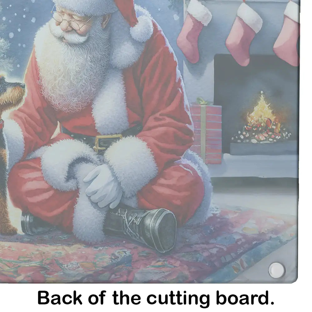 Manchester Terrier and Santa Claus Glass Cutting Board