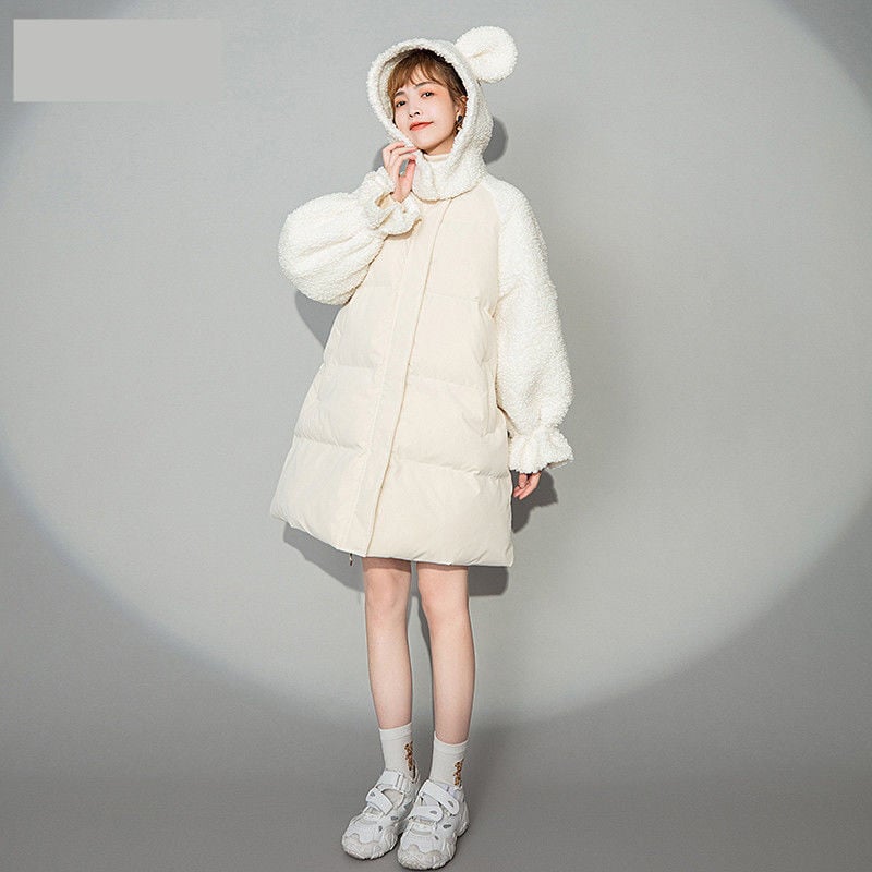 Student Mid-Length Hooded Bread Jacket Coat