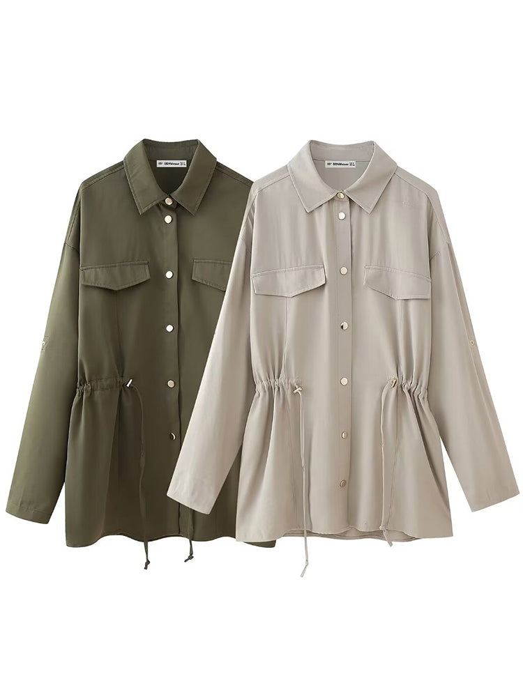Willshela Vintage Lapel Neck Women’s Jacket with Pockets