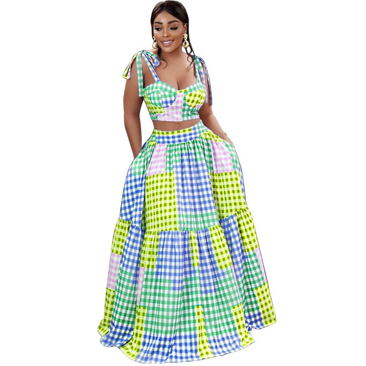 Summer Camisole and Hip Skirt Dress Two-Piece Set