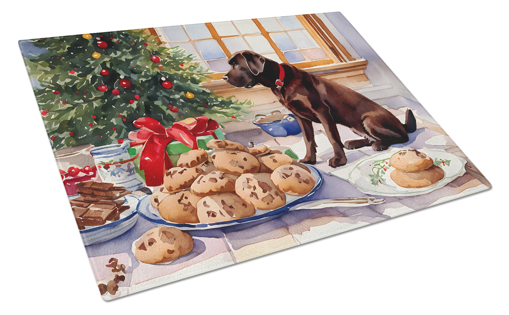 Labrador Retriever Christmas Cookies Glass Cutting Board