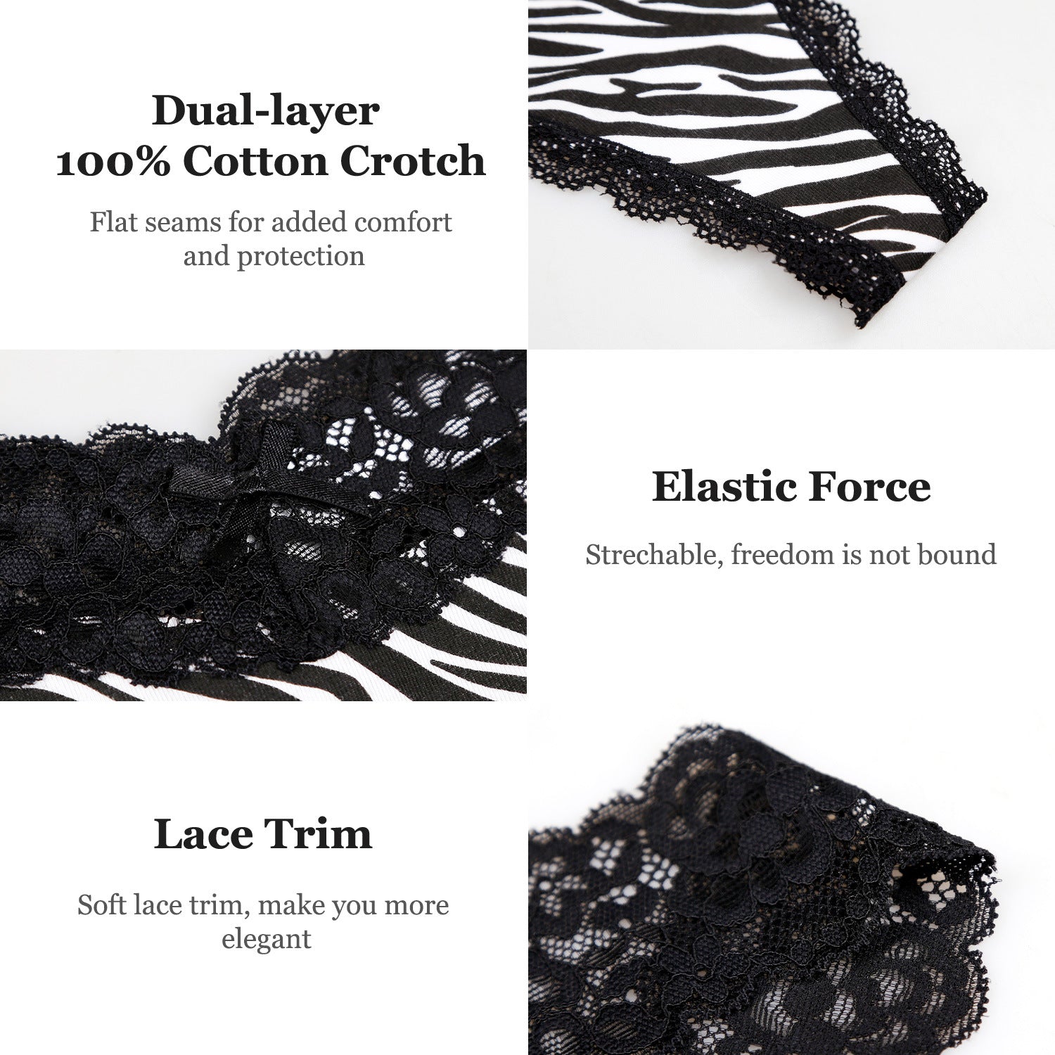Women's Cotton Lace Thong Underwear - 6 Pack