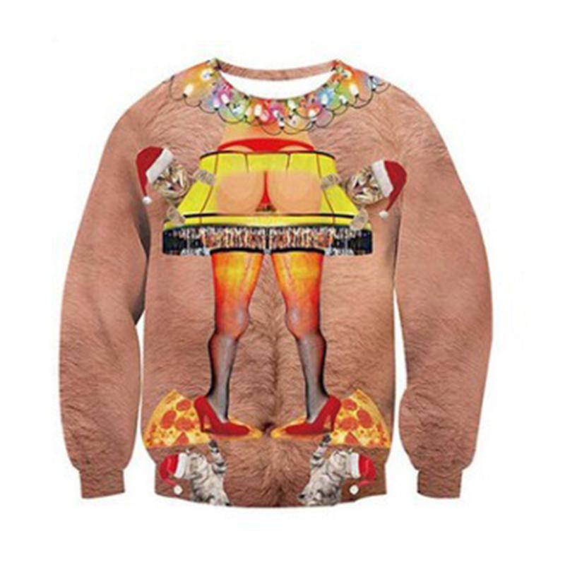 Funny 3D Printed Christmas Sweater for Men Long Sleeve