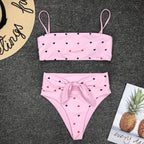 Heart Print High-Waisted Bikini Set