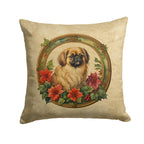 Pekingese Christmas Flowers Throw Pillow