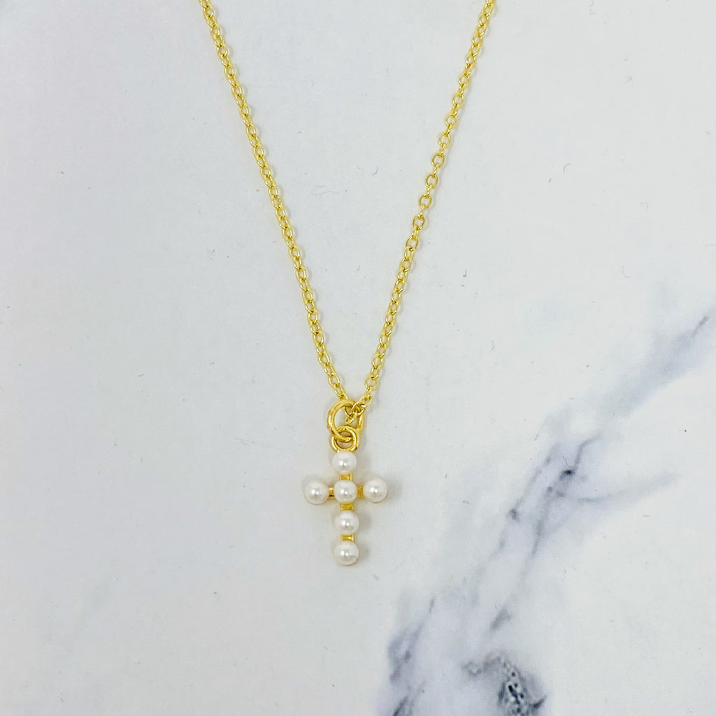 Shell Pearl Cross Necklace | Christian Jewelry