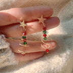 Color Contrast Design Christmas Tree Earrings for Women