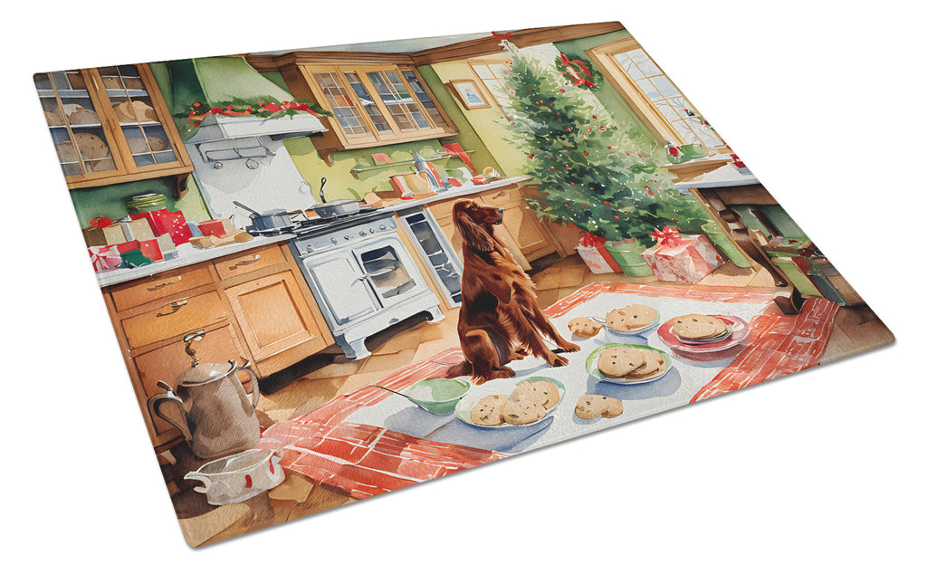 Irish Setter Christmas Cookies Glass Cutting Board