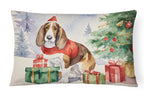 Basset Hound Christmas Throw Pillow
