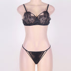 Eyelash Lace Bra and Thong Lingerie Set
