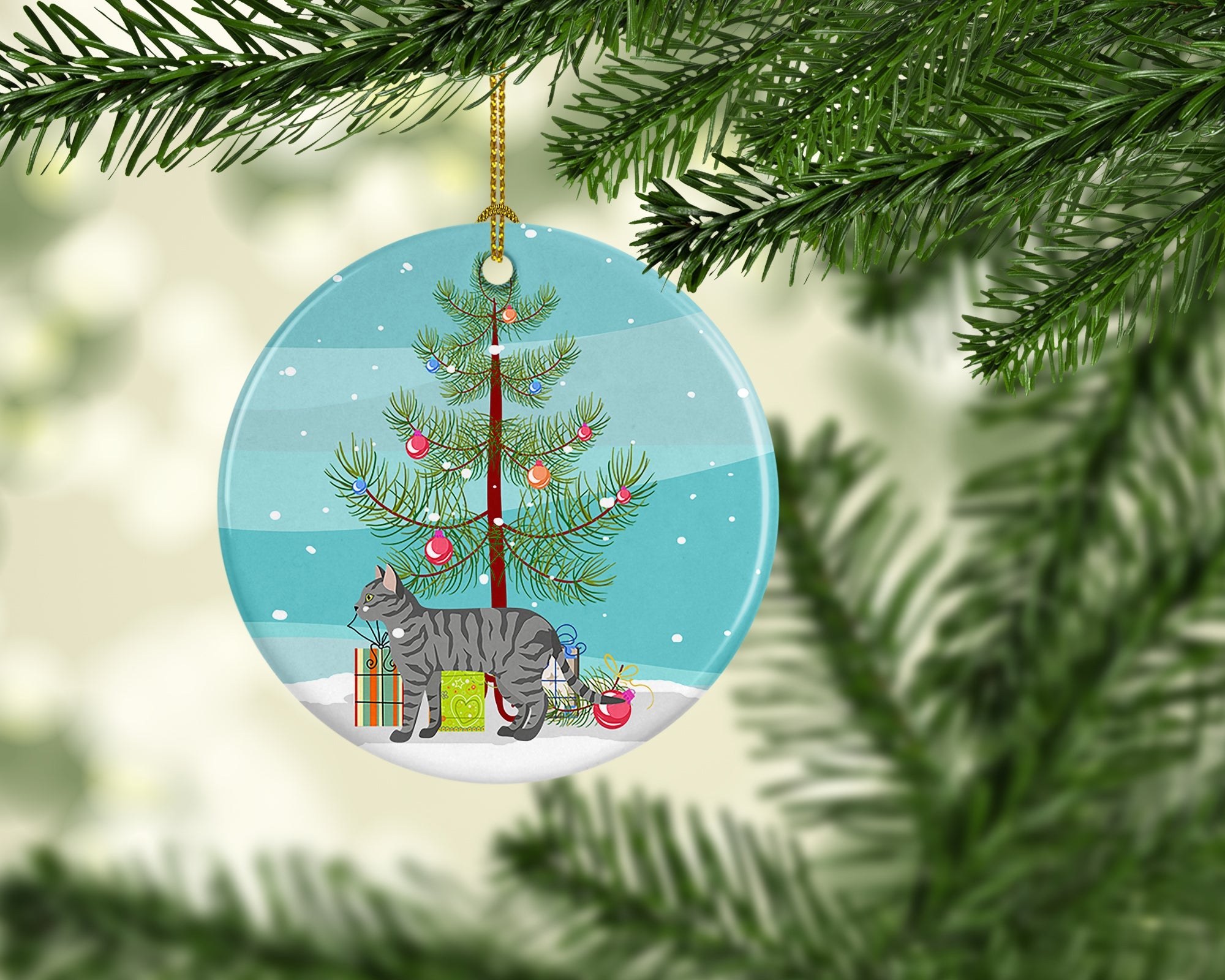 Dragon Li Cat Christmas Ceramic Ornament