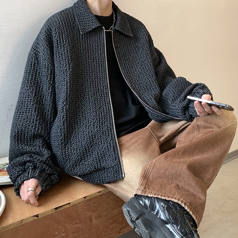 Vintage Jacquard Denim Jacket for Men