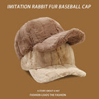 Winter Men's Thick Fleece Rabbit Fur Baseball Cap | Embroidered Cap