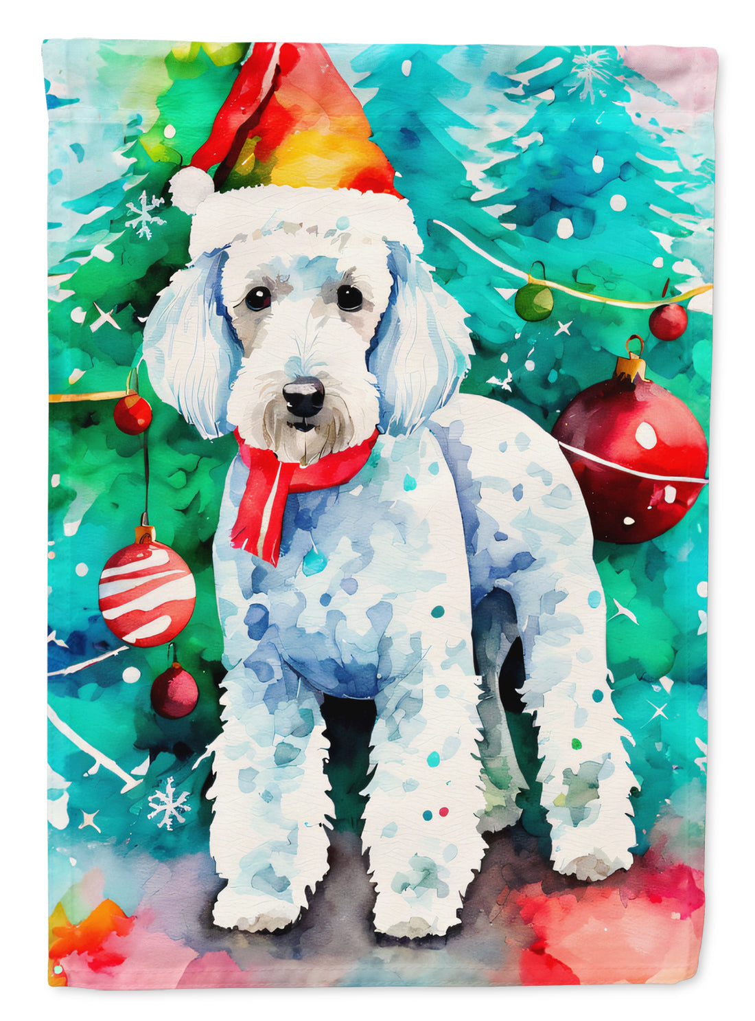 Bedlington Terrier Christmas Garden Flag