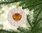 Abyssinian Cat Christmas Ceramic Ornament