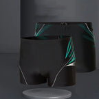 Men's Black and Green Square-Leg Swim Trunks