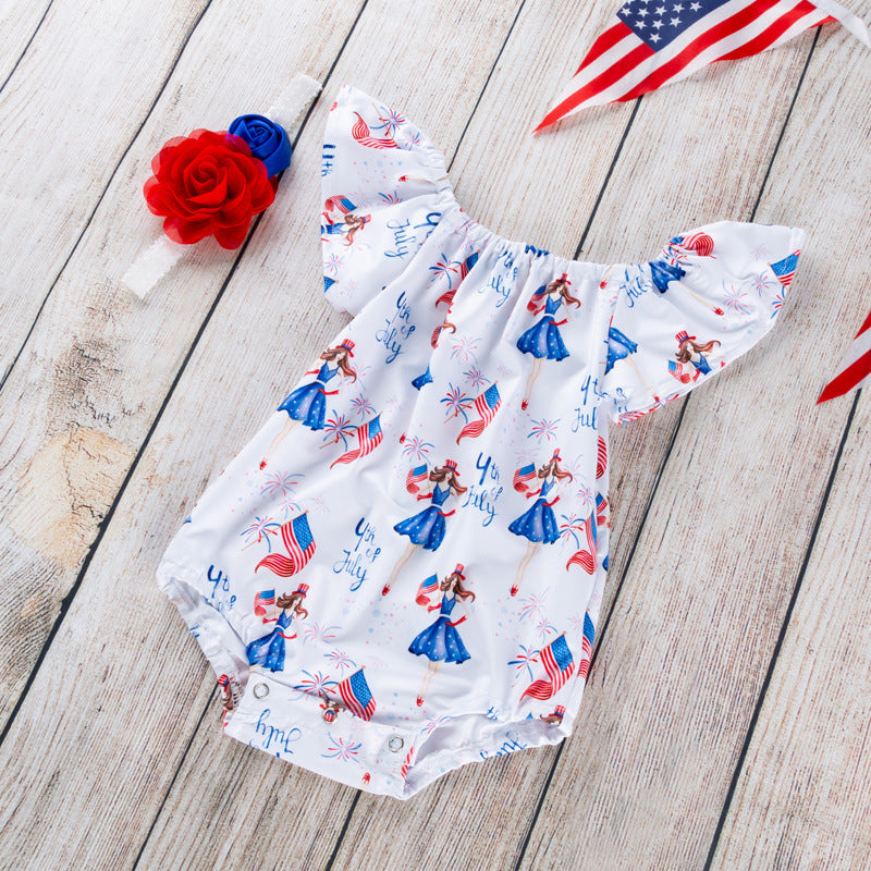 Baby Bodysuit with Fly Sleeves for Independence Day