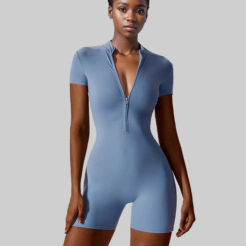 Amazon Summer Women's Zip Short Sleeve Yoga Bodysuit