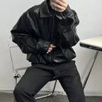 Men's Retro Leather Casual Short Jacket for Autumn/Winter