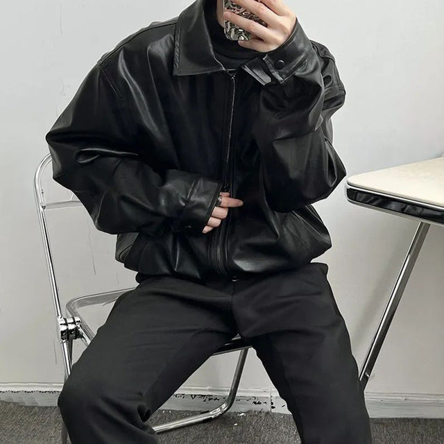 Men's Retro Leather Casual Short Jacket for Autumn/Winter