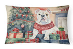 White English Bulldog Christmas Throw Pillow