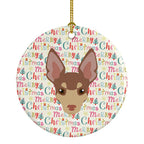 Miniature Fox Terrier Merry Christmas Ceramic Ornament