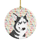 Siberian Husky Silver and White #2 Christmas Ceramic Ornament