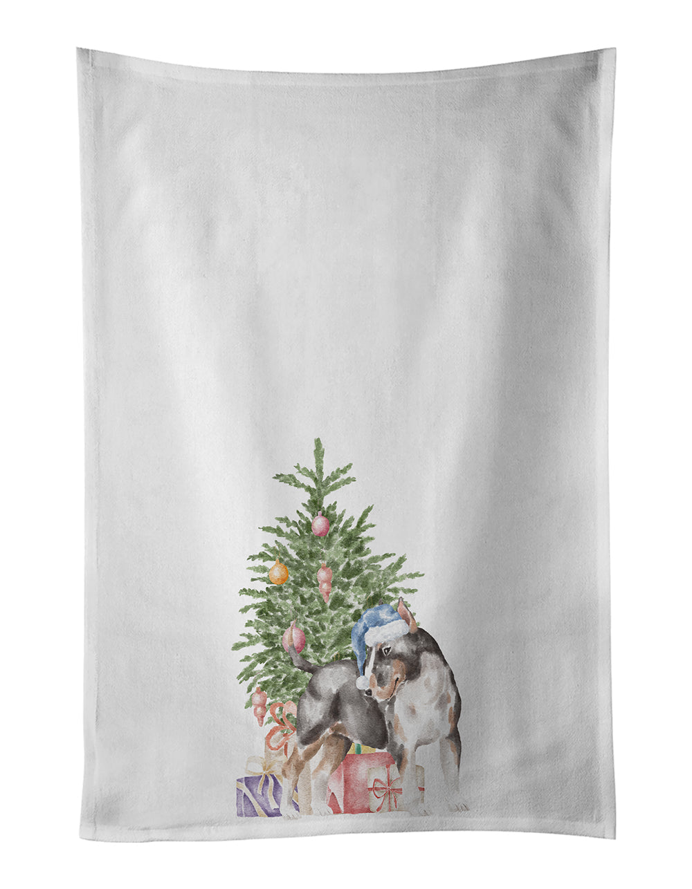 Bull Terrier Tricolor Christmas Presents and Tree Kitchen Towel Set of 2