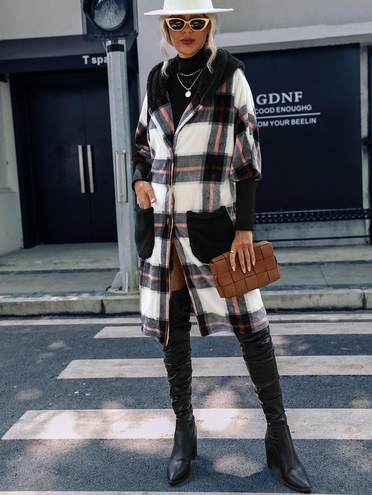 Women's Loose Long-Sleeved Striped Plush Coat
