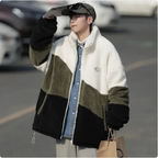 Color Block Thickened Cotton-Cashmere Jacket
