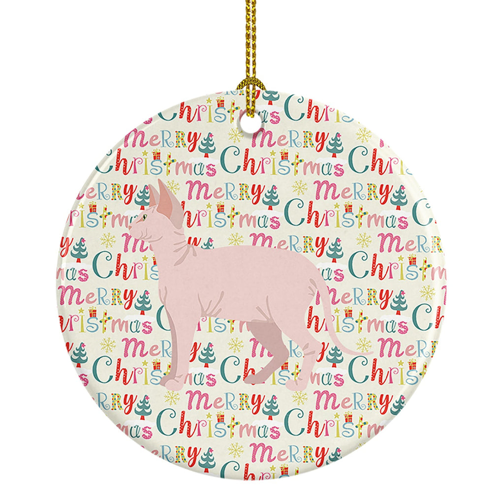 Sphynx Cat Christmas Ceramic Ornament