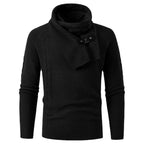 Men's Detachable Scarf Slim Round Neck Knitted Sweater