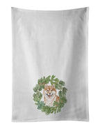 Shiba Inu Smiling Christmas Wreath Kitchen Towel Set of 2