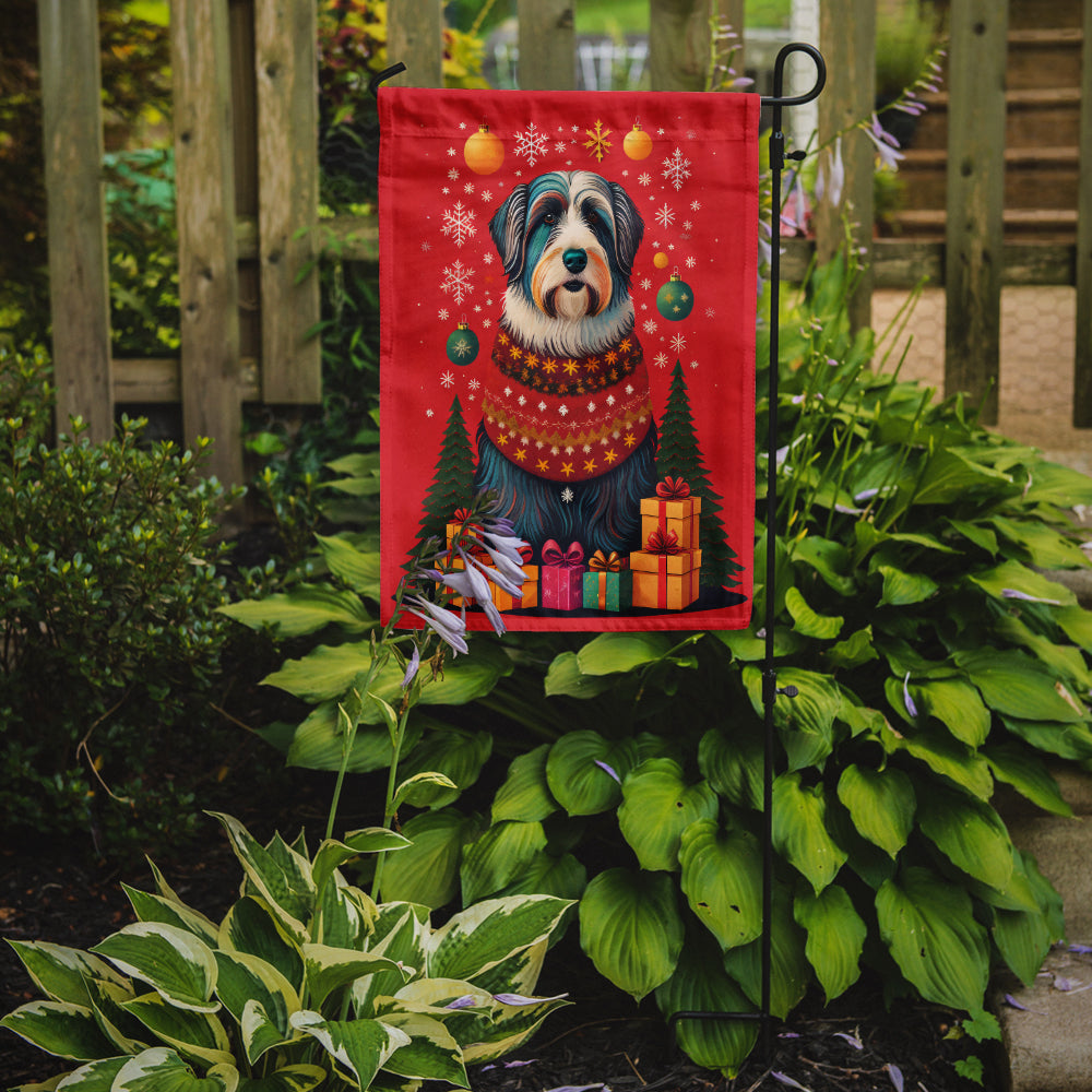 Bearded Collie Holiday Christmas Garden Flag