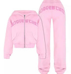 Hooded Cropped Sweatshirt And Loose Trousers | Streetwear