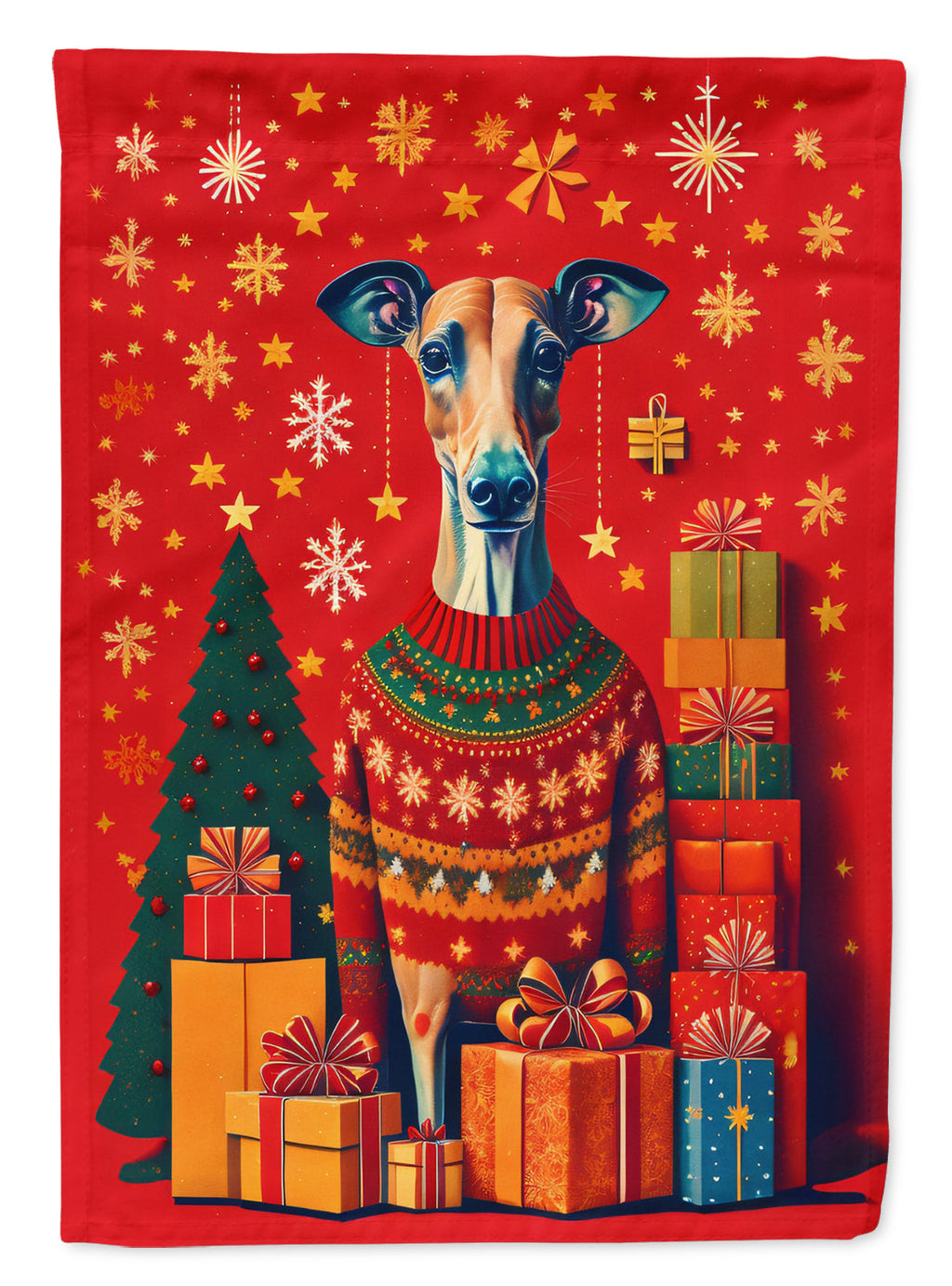 Greyhound Holiday Christmas Garden Flag