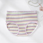 High-Waisted Cotton Plus Size Rainbow Striped Panties