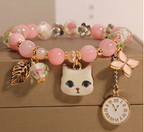 Korean Dongdaemun Cartoon Cat Beaded Bracelet for Women