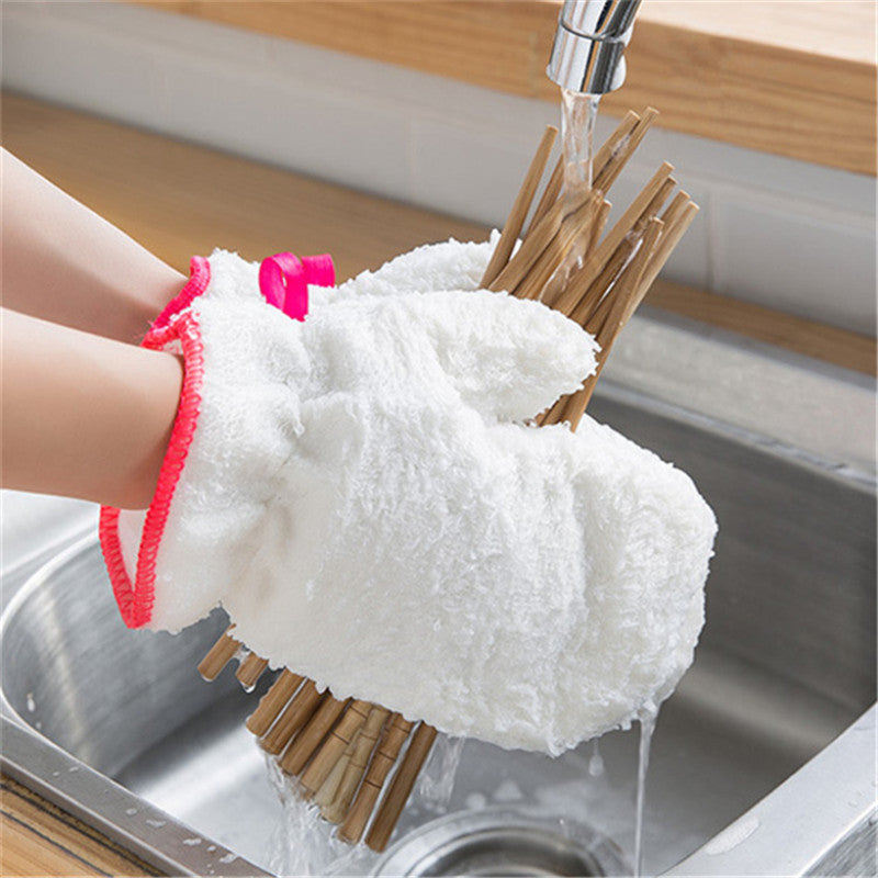 Bamboo Fiber Kitchen Dishwashing Gloves (Non-Oily)